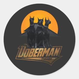 Sticker Rond Doberman Pinscher