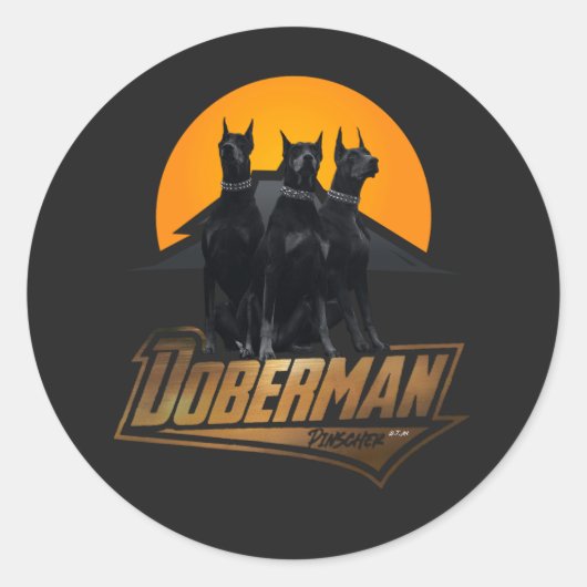 Sticker Rond Doberman Pinscher (Devant)