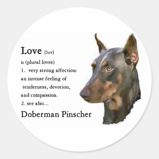 Sticker Rond Doberman Pinscher Cadeaux (Devant)