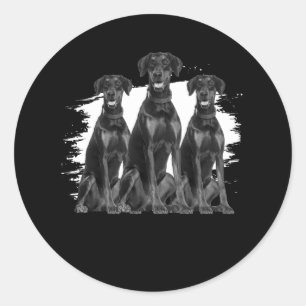Sticker Rond Doberman Pinscher Chien noir propriétaire Amoureux