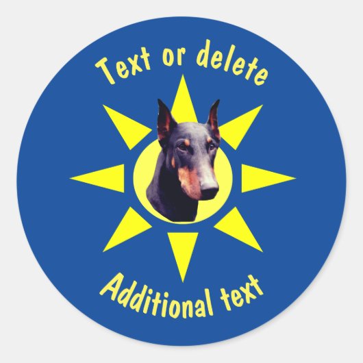 Sticker Rond Doberman Pinscher Chien Personnalisé (Devant)