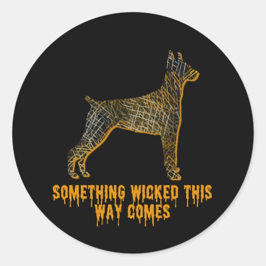 Sticker Rond Doberman Pinscher Chien Silhouette Amusant Hallowe (Devant)