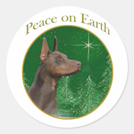 Sticker Rond Doberman Pinscher Peace (Devant)