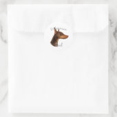 Sticker Rond Doberman Pinscher (rouge) Papa 2 (Sac)