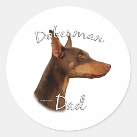 Sticker Rond Doberman Pinscher (rouge) Papa 2 (Devant)