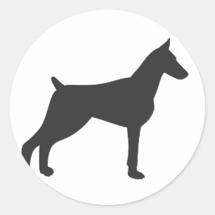 Sticker Rond Doberman Pinscher Silhouette