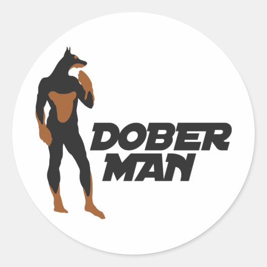 Sticker Rond DoberMan Superhero 2 (Devant)