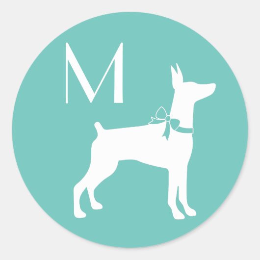 Sticker Rond Dobermann Pinscher Chien Chien Puppy Dobie (Devant)