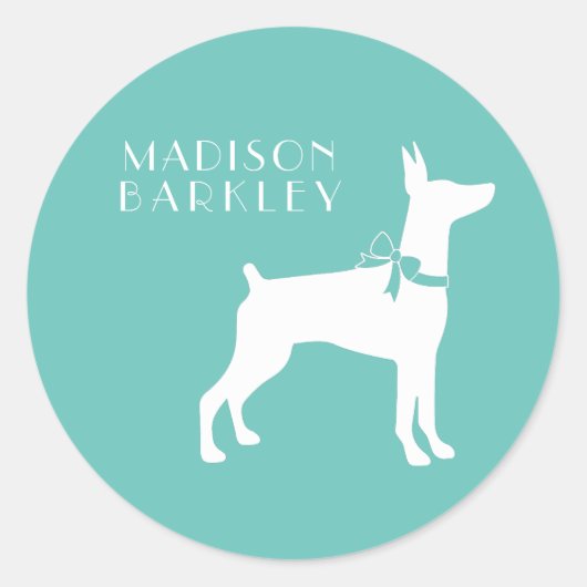 Sticker Rond Dobermann Pinscher Chien Chien Puppy Dobie (Devant)