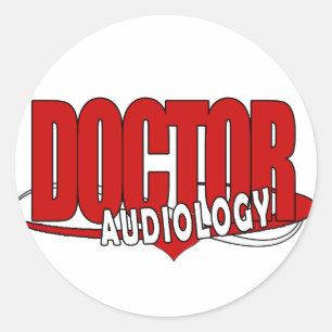 STICKER ROND DOCTEUR AUDIOLOGIST BIG RED LOGO D'AUDIOLOGIE