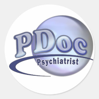 STICKER ROND DOCTEUR DE DOCTORAT DE PSYCHIATRY PSYCHIATRIST LOG