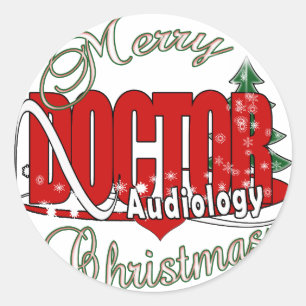 Sticker Rond DOCTEUR de NOËL d'AUDIOLOGISTE d'AUDIOLOGIE