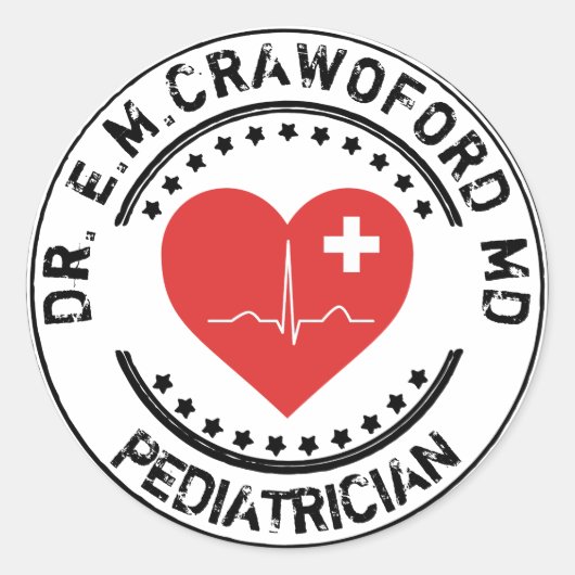 Sticker Rond Docteur en caoutchouc Timbre Coeur ECG avec votre  (Devant)