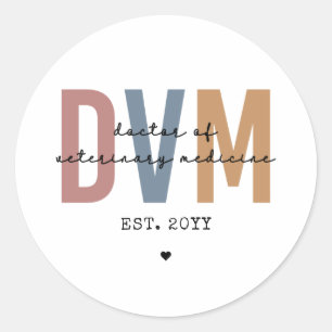 Sticker Rond Docteur en médecine vétérinaire DVM sur mesure