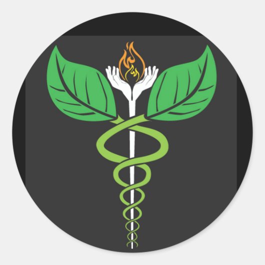 Sticker Rond Docteur en naturopathie Caduceus (Devant)