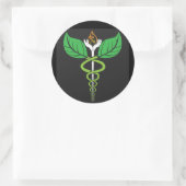 Sticker Rond Docteur en naturopathie Caduceus (Sac)