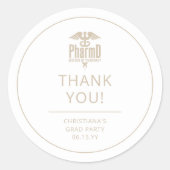 Sticker Rond Docteur PharmD sur mesure de la Fête de Graduation (Devant)