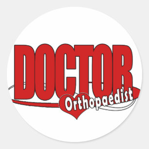STICKER ROND DOCTEUR ROUGE DE LOGO D'ORTHOPÉDISTE GRAND