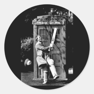 Sticker Rond Doctor Who Peter Davison Cricket Tardis 1981 Réser