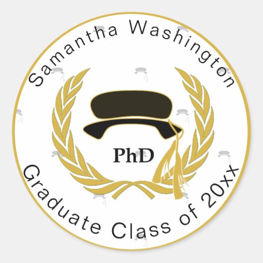 Sticker Rond Doctorat Docteur Diplômé Beefeater Motif Gold Fron (Devant)