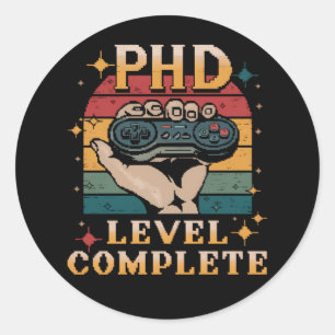Sticker Rond Doctorat Niveau Terminé Doctorat Doctorat Jeu