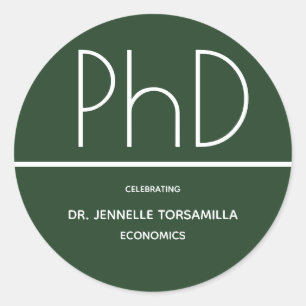 Sticker Rond Doctorat - Parti de la graduation verte
