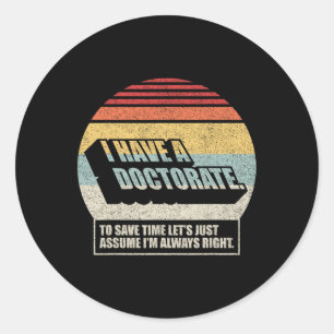 Sticker Rond Doctorat Vintage Rétro Doctorat Doctorat Doctorat
