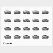 Sticker Rond Dodge Challenger Silver/Gray Car (Feuille)