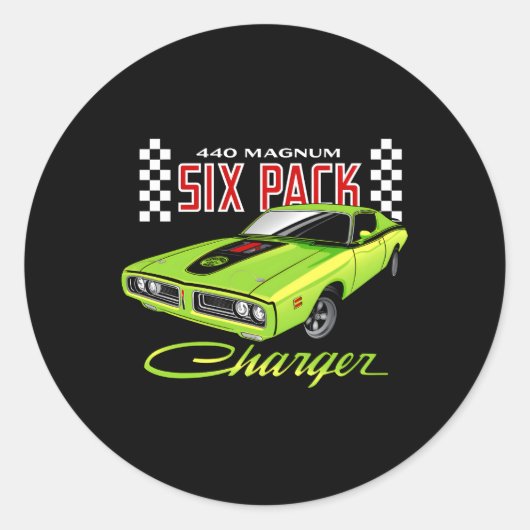 Sticker Rond Dodge Charger 440 Magnum Six Pack (Devant)