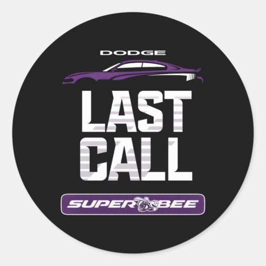 Sticker Rond Dodge Charger Super Bee Dernier Call (Devant)
