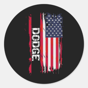 Sticker Rond Dodge Drapeau Usa