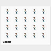 Sticker Rond Dog at Ice skating with Ice skates (Feuille)