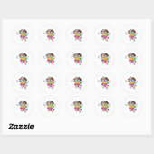 Sticker Rond Dog at Ice skating with Ice skates (Feuille)