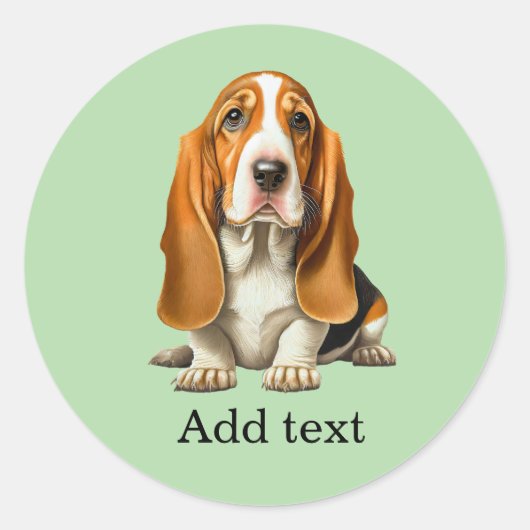 Sticker Rond Dog, Basset Hound Portrait Template (Devant)