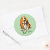 Sticker Rond Dog, Basset Hound Portrait Template (Enveloppe)