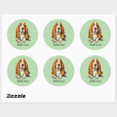 Sticker Rond Dog, Basset Hound Portrait Template (Feuille)
