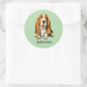 Sticker Rond Dog, Basset Hound Portrait Template (Sac)