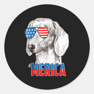 Sticker Rond Dog | Cool Dachshund 'Merica