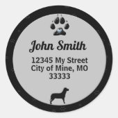 Sticker Rond Dog Paw Black and Gray for Address (Devant)