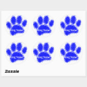 Sticker Rond Dog Paw Print Custom Name Rubber Stamp Effect (Feuille)