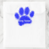 Sticker Rond Dog Paw Print Custom Name Rubber Stamp Effect (Sac)