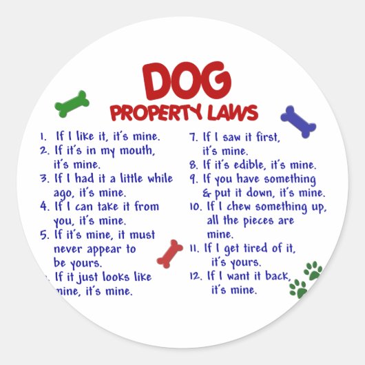 Sticker Rond DOG, propriété Lois 2 (Devant)