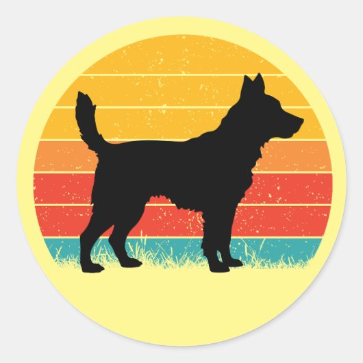 Sticker Rond Dog Silhouette at Sunset (Devant)