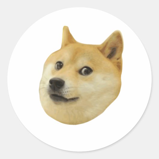 Sticker Rond Doge Très Waouh Beaucoup Chien Telle Shiba Shibe I (Devant)