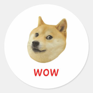 Sticker Rond Doge Très Waouh Beaucoup Chien Telle Shiba Shibe I