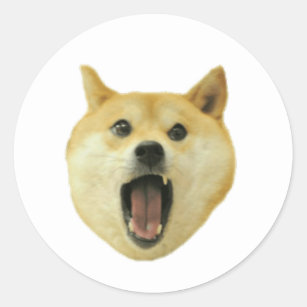 Sticker Rond Dogecoin Doge Funny Face Dog
