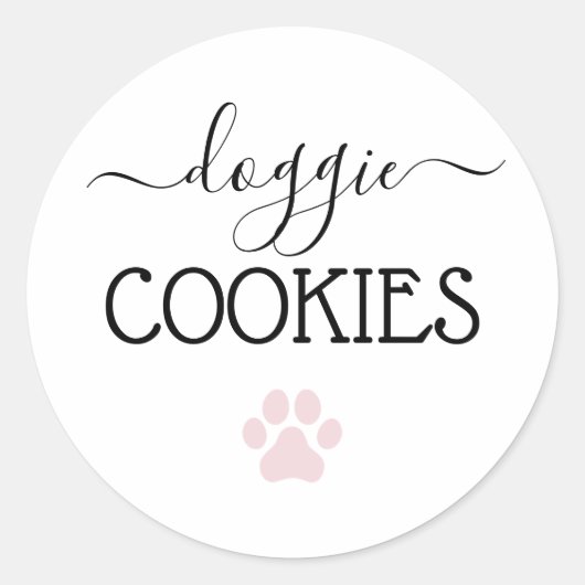 Sticker Rond Doggie Cookies Traite Calligraphie Favoriser (Devant)