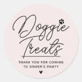 Sticker Rond Doggie moderne Traite le Merci Pawty (Devant)