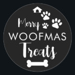 Sticker Rond Doggy Christmas Present, pooch, Custom Dog Biscuit<br><div class="desc">Conçu par The Arty Apples Limited</div>