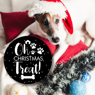 Sticker Rond Doggy Christmas Present, pooch, Custom Dog Biscuit